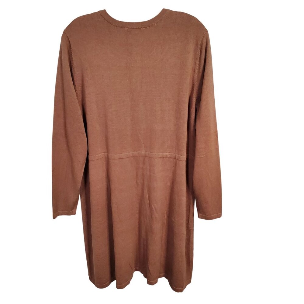 Isaac Mizrahi Live! Sz 1X Cardigan Long A-Line Button Front Sweater Dress Jacket - Picture 3 of 11